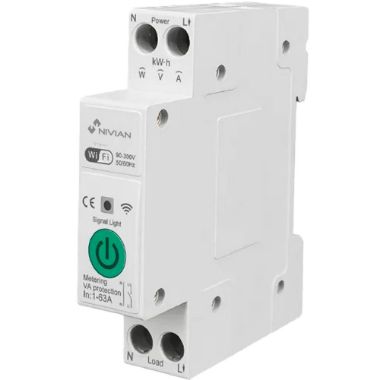 NVS-ENERGYMETER65DIN-W, Prekidač na DIN šinu Mjerač potrošnje, WiFi 2,4 GHz IEEE802.11 b/g/n