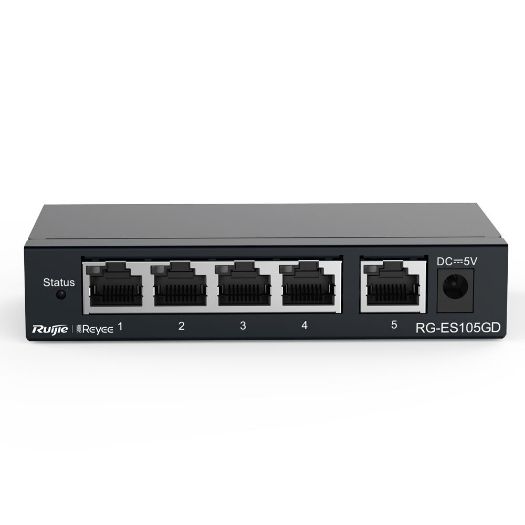 RG-ES105GD, Reyee Switch Desktop, Metalno kućište, 5 RJ45 portova, Brzina 10/100/1000Mbps