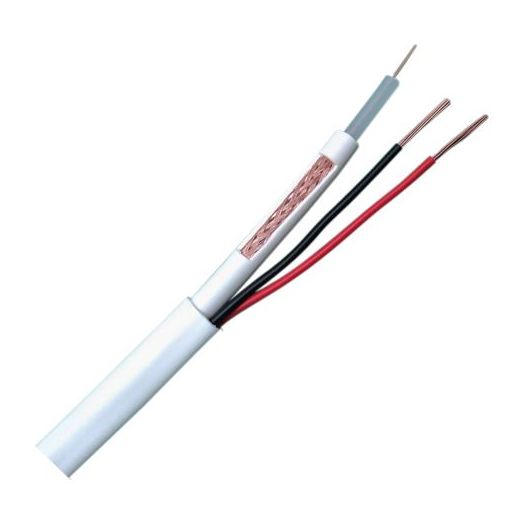 RG59P-100B, Kombinirani kabel, RG59 + napajanje, Kalem od 100 metara, Poklopac bijele boje
