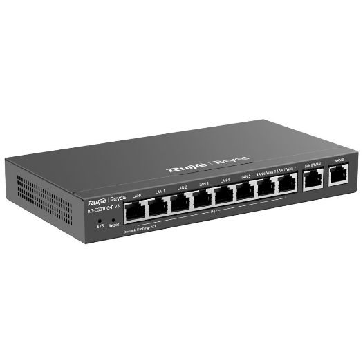 RG-EG210G-P-V3, Reyee usmjerivač PoE kontroler u oblaku, 8 PoE+ Portovi RJ45 GE + 2 Porta RJ45 GE