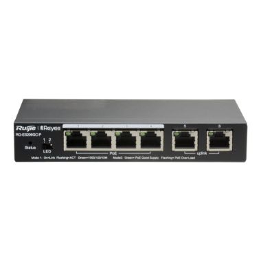 RG-ES206GC-P, Reyee PoE oblačni preklopnik, 4 gigabitna PoE porta + 2 gigabitna uplink Rj45