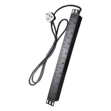 PDU-8P1U-UK Power strip with UK plug   Designed for standardized racks of 19" 