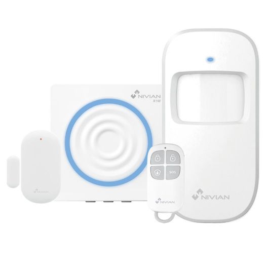 NVS-ALARM1-W, Nivian pametni alarmni komplet, Centralna/Sirena + PIR + Magnetska + Daljinski upravljač