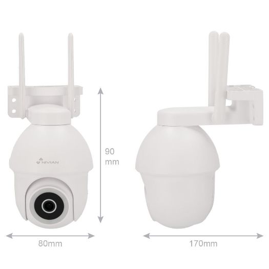 NVS-IPC-0S3, Nivian pametna kamera 2.5K 4MP, Wifi 2.4 GHz | Vanjski IP65, PT pokreta | IR 10 m | Puna boja