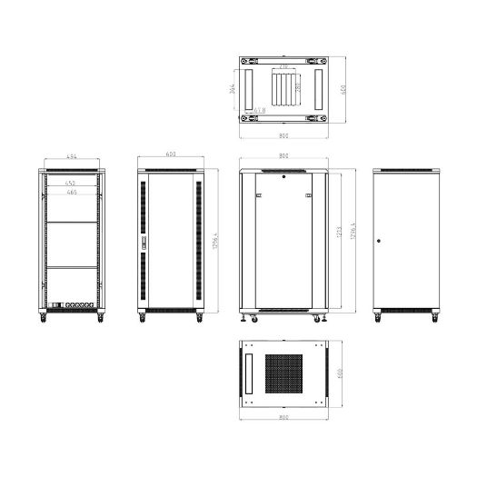 RACK-27U-8D, Podni ormarić za regale, Do 27U rack od 19" (600*800), Nosivost do 800 kg