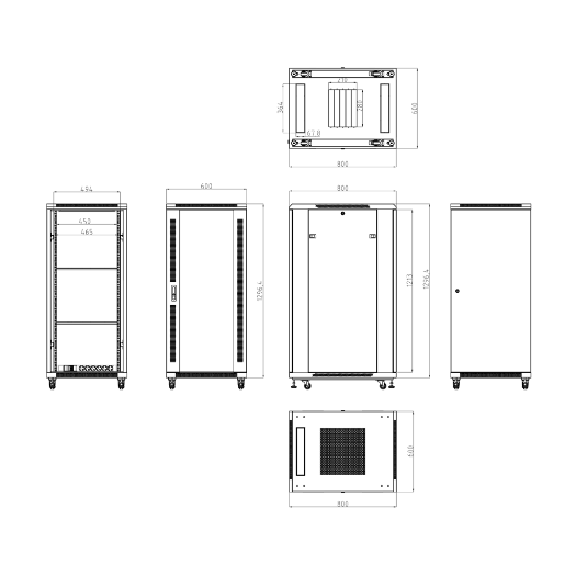 RACK-27U-8D Rack floor cabinet   Up to 27U rack of 19"(600*800)   Up to 800 kg load 