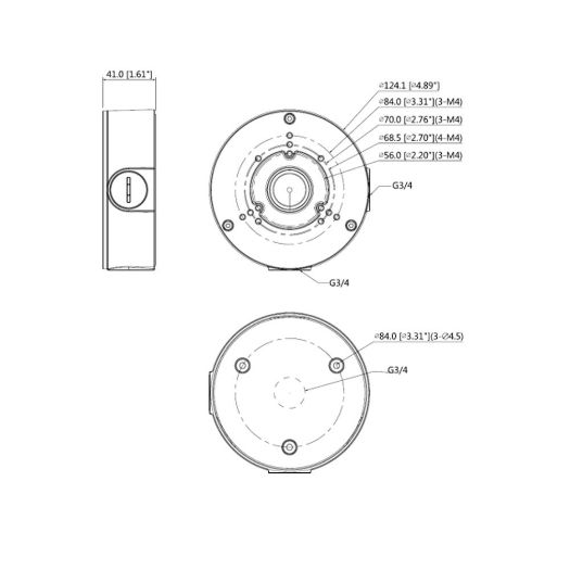 PFA130-E-B, Razvodna kutija, Za bullet i dome kamere, Pogodno za vanjsku upotrebu