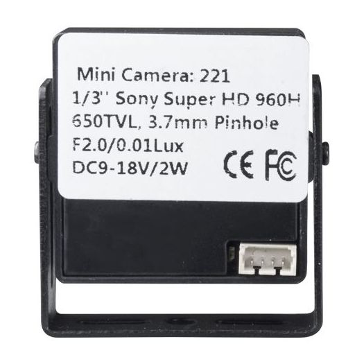 MC221J, Žičani mini, fotoaparat, 1/3" Sony Super HAD CCD II, Rezolucija 600 TVL