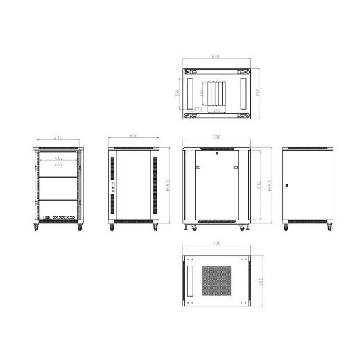 RACK-18UFN-8D, Podni ormarić za regale, Do 18U rack od 19" (600*800), Nosivost do 800 kg