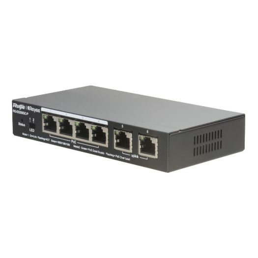 RG-ES206GC-P, Reyee PoE oblačni preklopnik, 4 gigabitna PoE porta + 2 gigabitna uplink Rj45