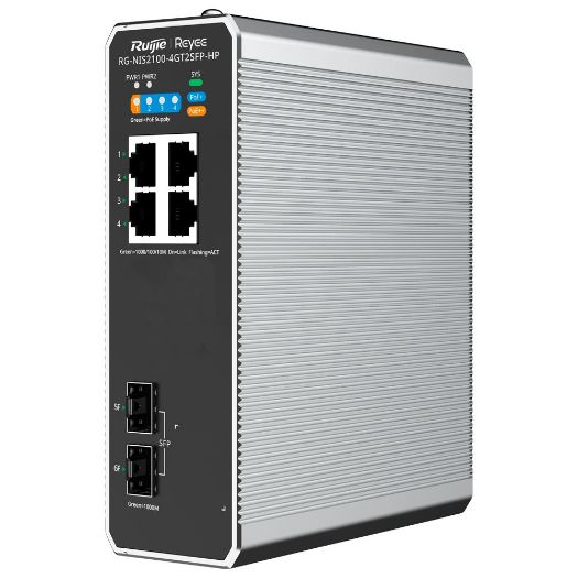 RG-NIS2100-4GT2SFP-HP, Reyee Industrijska sklopka PoE Sloj oblaka 2, 4 gigabitna porta + RJ45 Gigabitni SFP portovi