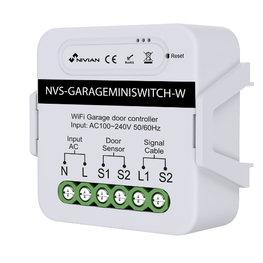 NVS-GARAGEMINISWITCH-W Wifi Garage Door Motor Controller   WiFi 2.4 GHz IEEE802.11 b/g/n 
