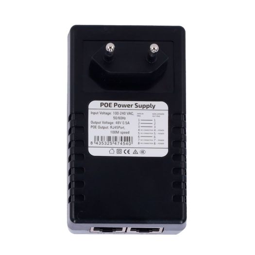 INJ-POE-15W-P, Pasivni PoE zid, montirani injektor, Ulaz/Izlaz RJ45 10/100 Mbps
