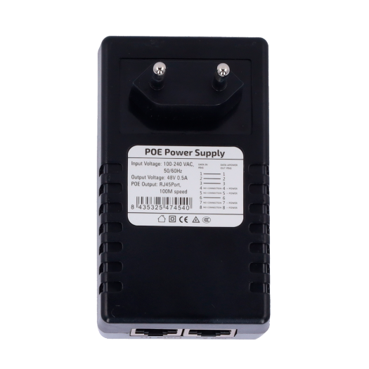 INJ-POE-15W-P Passive PoE wall mounted injector   Input/Output RJ45 10/100 Mbps 