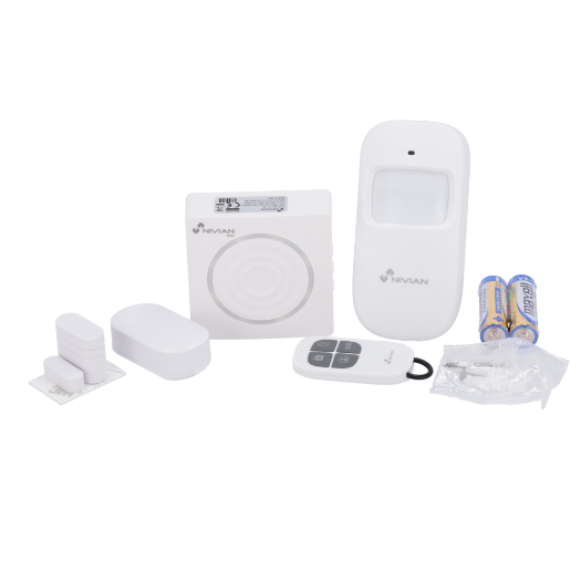 NVS-ALARM1-W Nivian Smart Alarm Kit   Central/Siren + PIR + Magnetic + Remote control 