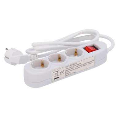 PDU-3P-SWITCH Power strip   3 outputs up to 250VAC / 16 A max.   On/off switch 