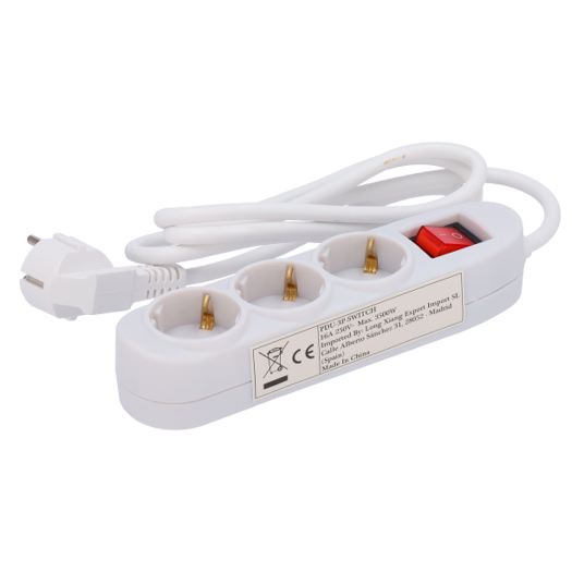 PDU-3P-SWITCH Power strip   3 outputs up to 250VAC / 16 A max.   On/off switch 