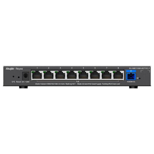 RG-NBF2100S-8GT1SC-P, Reyee E., Lighten Switch PoE Cloud Layer 2, 8 gigabitnih RJ45 portova 802.3af/at