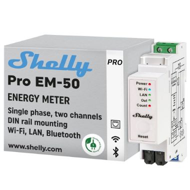 SH-PRO-EM-50, Shelly PRO EM, 50, WiFi 2,4 GHz IEEE802.11 b/g/n, Mjerač potrošnje
