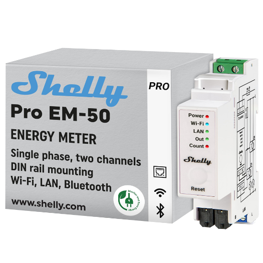 SH-PRO-EM-50 Shelly PRO EM   50   WiFi 2.4 GHz IEEE802.11 b/g/n   Consumption meter 