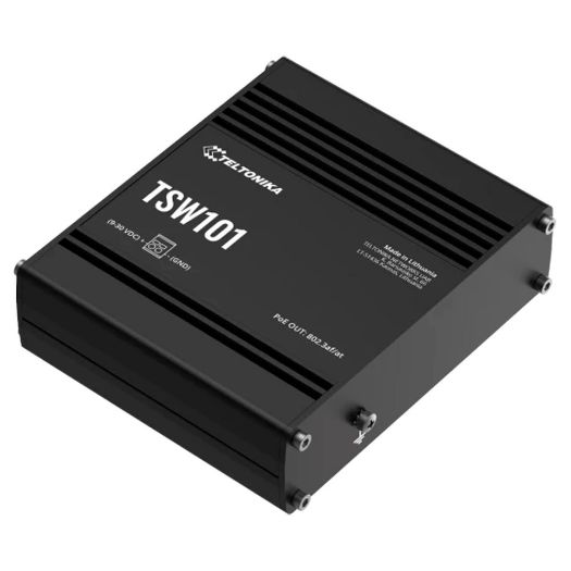 TK-TSW101, Teltonika Industrijska Neupravljiva PoE Industrijska Prekidačica, 5 Ethernet RJ45 gigabitnih portova