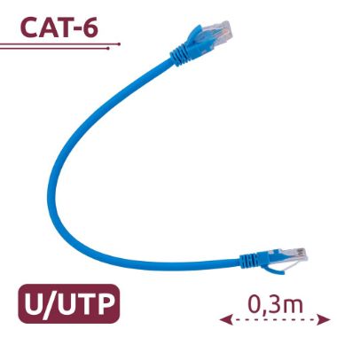 UTP6-H-03B, UTP kabel, Ethernet, RJ45 konektori, Kategorija 6, 0, 3 m, Plava boja