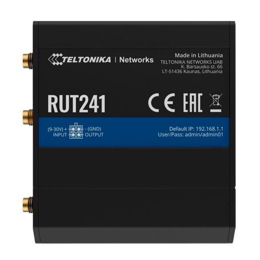 TK-RUT241, Teltonika usmjerivač 4G Industrijski, 2 Ethernet porta RJ45 Brzi Ethernet