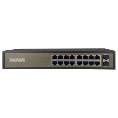 SW1816GT-2GF, Prekidač za stolno računalo, 16 gigabitnih portova RJ45, 2 SFP uzlazna porta 10/100/1000 Mbps