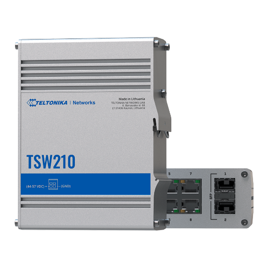 TK-TSW210 Teltonika Industrial Unmanaged Switch   8 Ethernet RJ45 Gigabit +2 SFP Gigabit [%VAR%] ports 