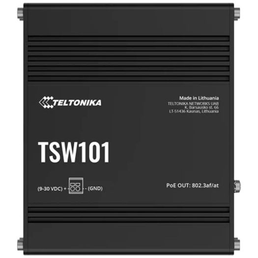 TK-TSW101, Teltonika Industrijska Neupravljiva PoE Industrijska Prekidačica, 5 Ethernet RJ45 gigabitnih portova