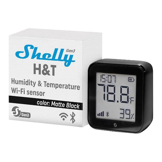 SH-HT-GEN3-MB, Shelly H&T Gen 3 Matt Black, WiFi 2.4 GHz IEEE802.11 b/g/n / Bluetooth