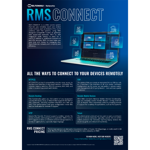 TK-RMS-VPN-150G Pack of 150 Gb RMS Connect and RMS VPN traffic   Remote Configuration and Monitoring of Teltonika Router 