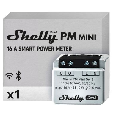 SH-PM-MINI-GEN3, Shelly PM Mini Gen3, WiFi 2.4 GHz IEEE802.11 b/g/n / Bluetooth