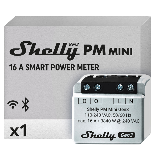 SH-PM-MINI-GEN3 Shelly PM Mini Gen3   WiFi 2.4 GHz IEEE802.11 b/g/n / Bluetooth 