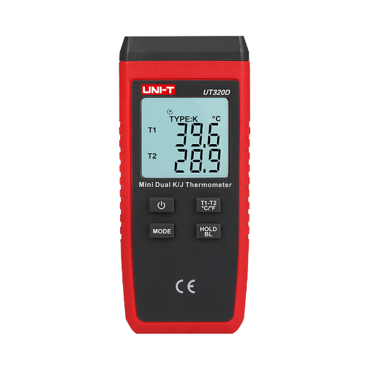 UT320D Thermometer with K and J type probes   Dual backlit display   High precision 