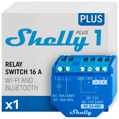 SH-PLUS-1 Shelly Plus 1   WiFi 2.4 GHz IEEE802.11 b/g/n / Bluetooth    Allows control of household appliances  