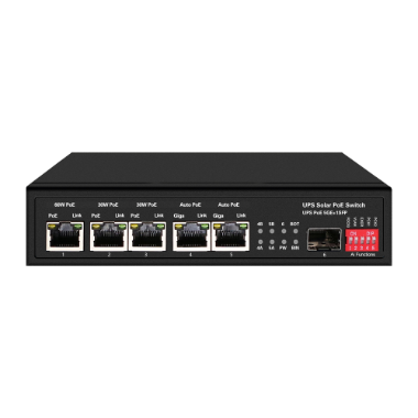 SW0605HIPOE-GF-DC-65 PoE Switch   5 PoE ports + 1 SFP   Port speed 10/100/1000 Mbps 