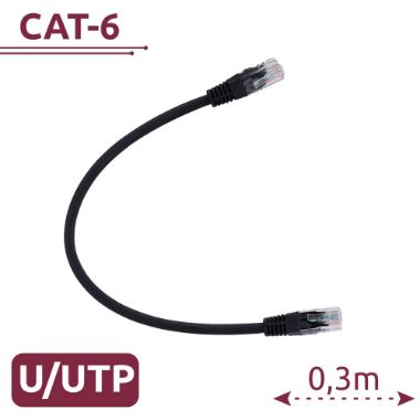 UTP6-H-03BK, UTP kabel, Ethernet, RJ45 konektori, Kategorija 6, 0, 3 m, Crna boja