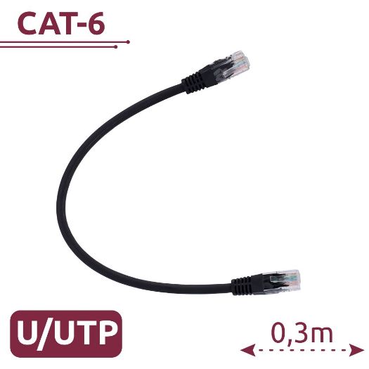 UTP6-H-03BK, UTP kabel, Ethernet, RJ45 konektori, Kategorija 6, 0, 3 m, Crna boja