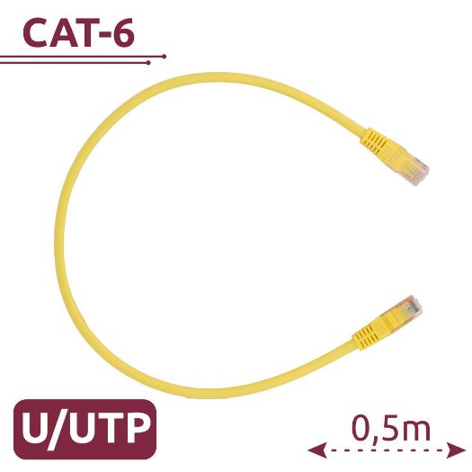 UTP6-H-05Y, UTP kabel, Ethernet, RJ45 konektori, Kategorija 6, 0, 5 m, Žuta boja
