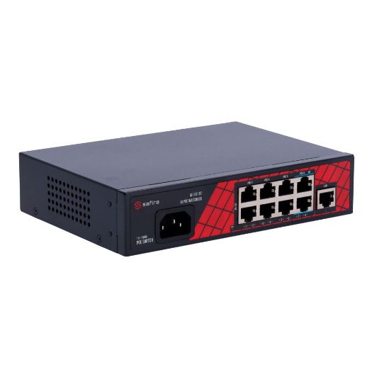 SF-SW0908HIPOE-120, Safire Switch Hi, PoE, 8 PoE port(ovi) + 1 gore, priključak(ovi) za povezivanje
