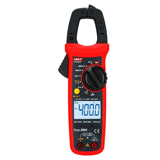 UT203R, Strujna stezaljka, Mjerenje istosmjerne struje do 600V i 400A, Mjerenje u izmjeničnoj struji do 600V i 400A