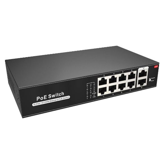 SW1008POE-100-E, PoE prekidač, 8 PoE port(ovi) + 2 gore, priključak(ovi) za povezivanje, Brzina 10/100Mbps