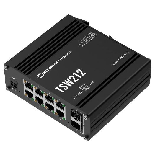 TK-TSW212, Teltonika industrijski upravljani prekidač, 8 Ethernet RJ45 Gigabit + 2 SFP Gigabit porta