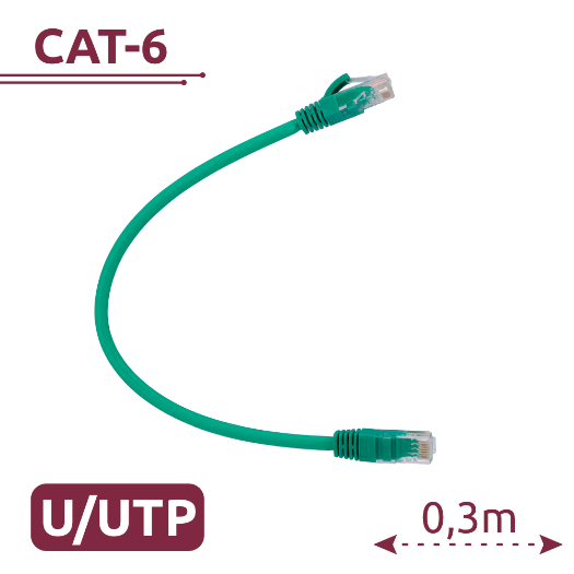 UTP6-H-03GN UTP cable   Ethernet   RJ45 Connectors   Category 6   0,3 m 