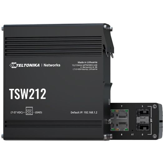 TK-TSW212, Teltonika industrijski upravljani prekidač, 8 Ethernet RJ45 Gigabit + 2 SFP Gigabit porta