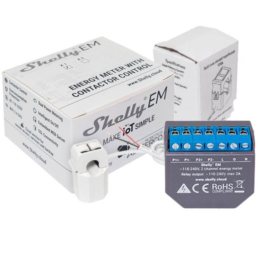 SH-EM-50A, Shelly EM + 50A, WiFi 2,4 GHz IEEE802.11 b/g/n, Mjerač potrošnje