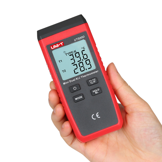 UT320D Thermometer with K and J type probes   Dual backlit display   High precision 
