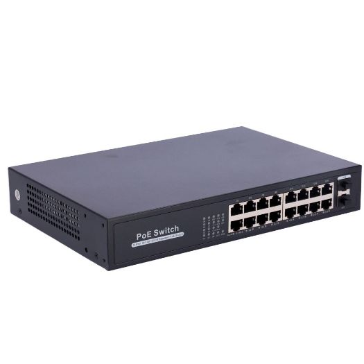 SW1816POE-GF-250-E, PoE prekidač, 16 portova RJ45 + 2 SFP uzlazna veza, 16x 10/100/1000Mbps + 2x 10/100/1000Mbps