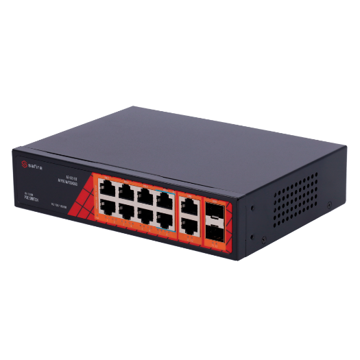 SF-SW1208HIPOE-GF-120 Safire Switch Hi PoE   8 PoE ports + 2 SFP + 2 RJ45 